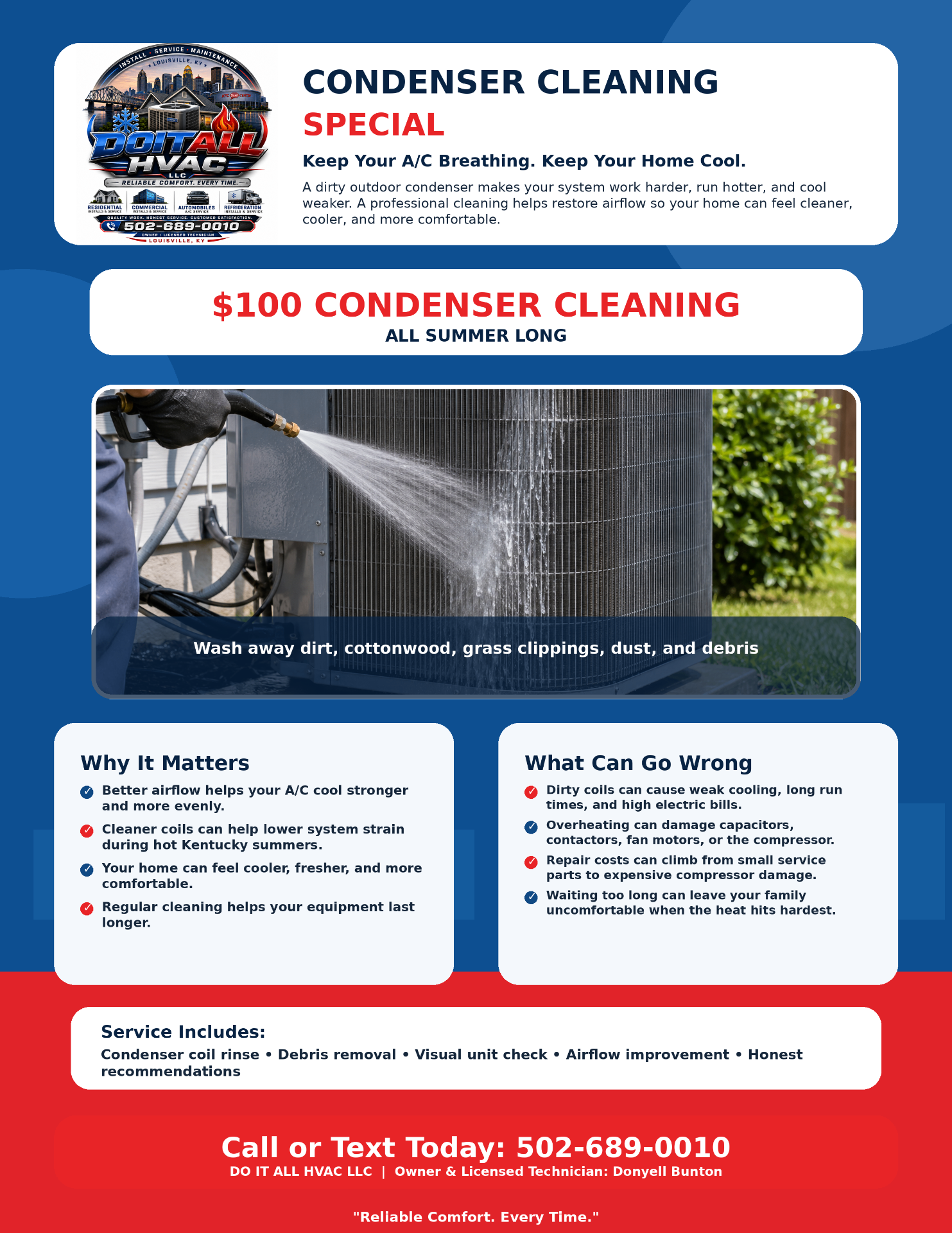 $100 Condenser Cleaning Special — all summer long